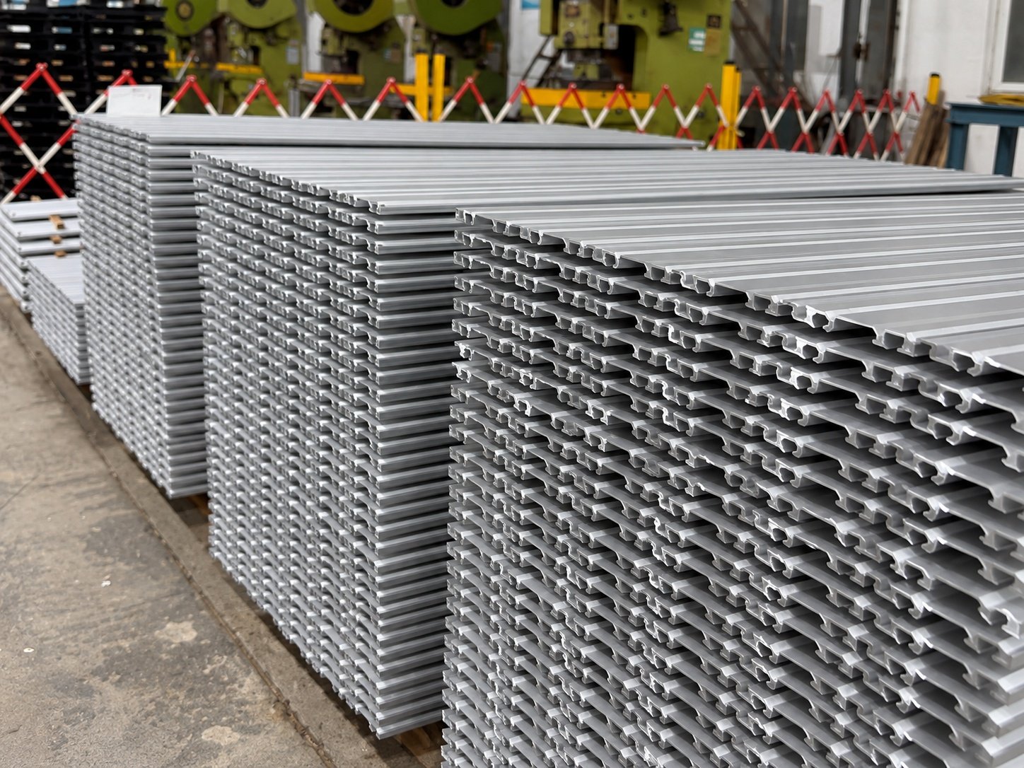 Stacks of aluminum extrusion profiles
